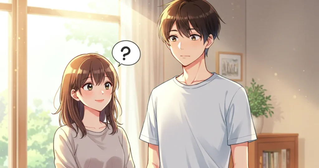 EDの彼氏に関して分からないことがある彼女のイラスト