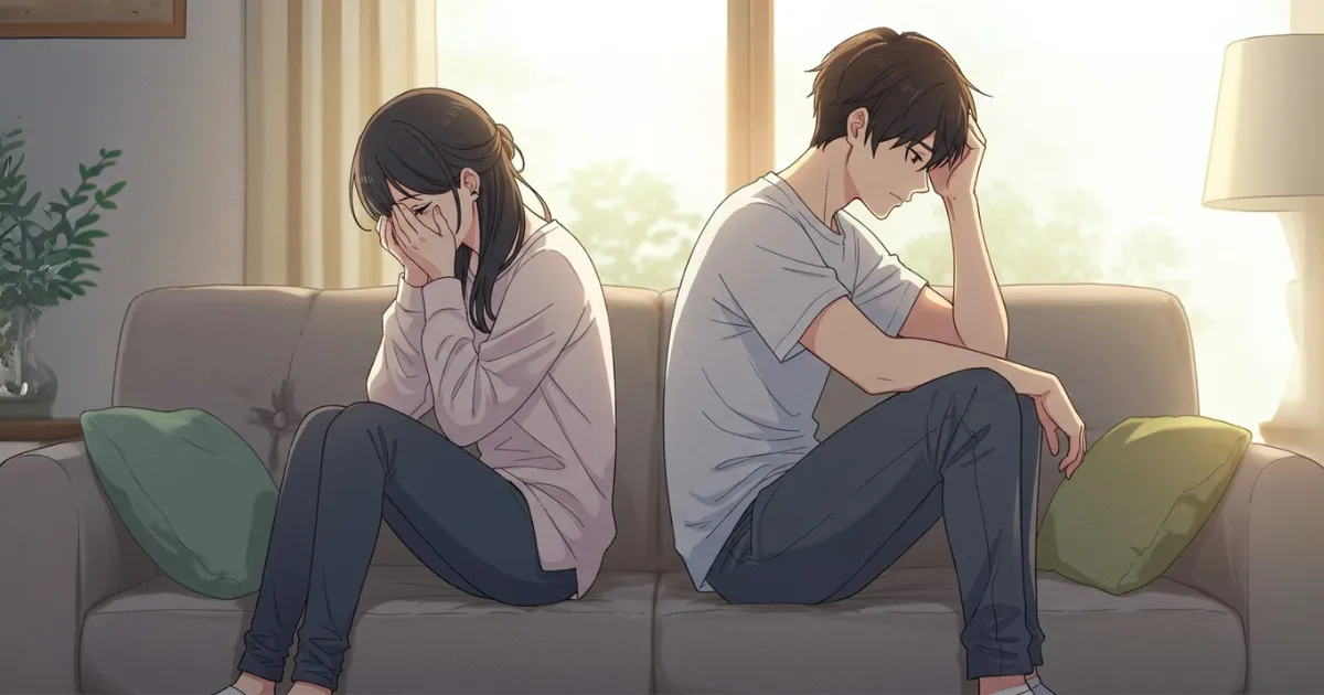 妻だけEDの夫婦。涙で顔を覆う妻と神妙な面持ちの夫