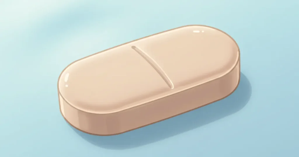 EDに効果のある茶色の錠剤が描かれたイラスト