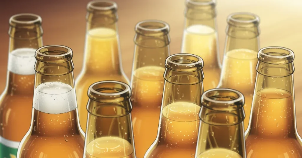 ビールが入ったビール瓶のイラスト