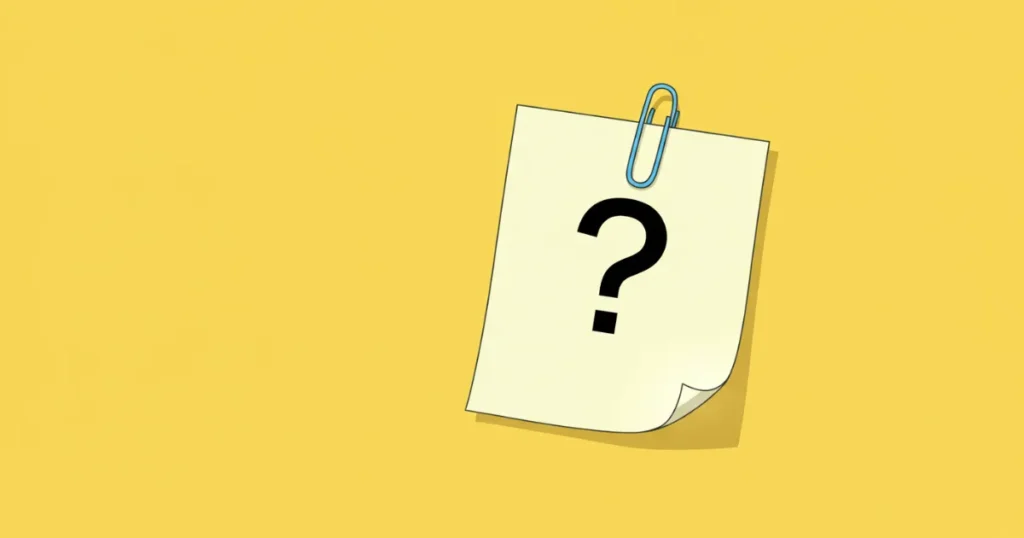?が描かれたメモがクリップで止められているイラスト
