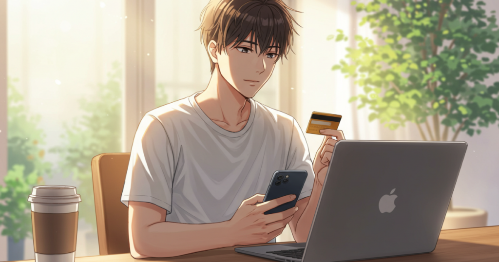 カマグラをインターネットで購入する男性