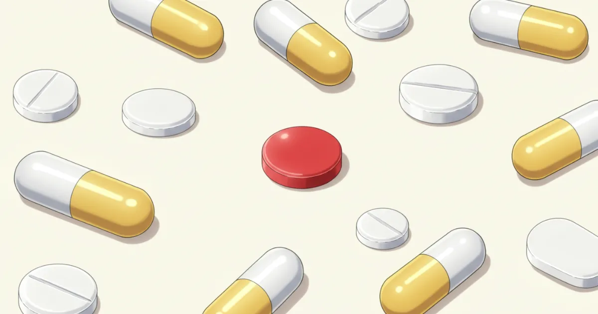 個人輸入した赤や白、黄色の錠剤