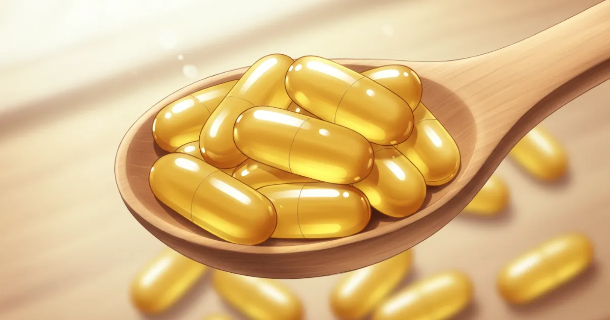 EDに効果が見込める黄色い錠剤が木のスプーンンに乗っているイラスト