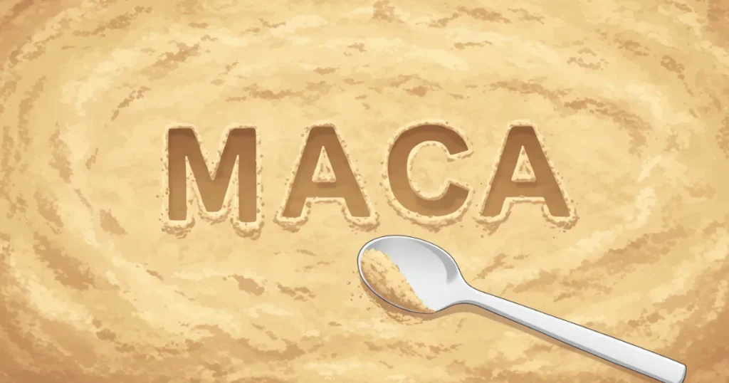 マカの粉でMACAを表現しているイラスト