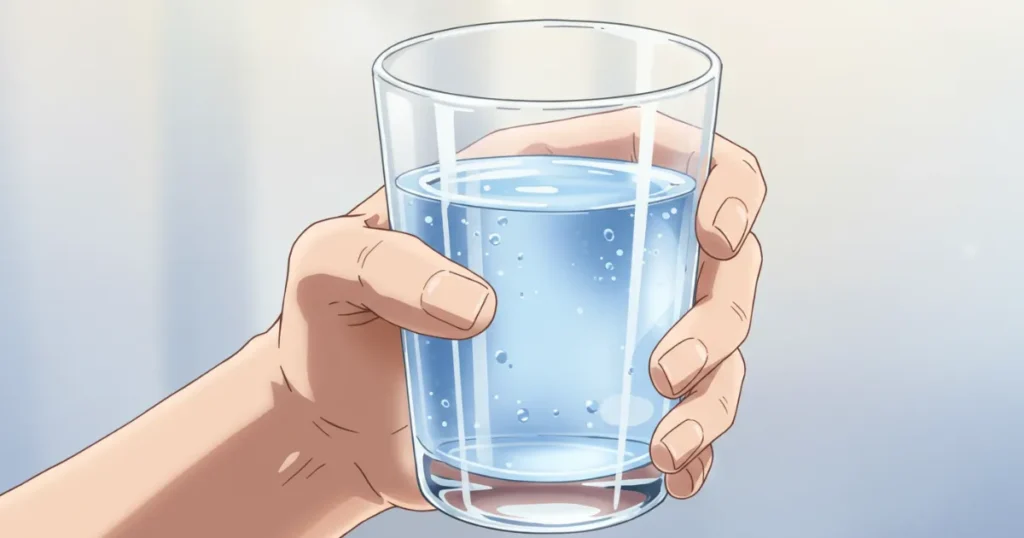 透明のコップに水が入ったイラスト