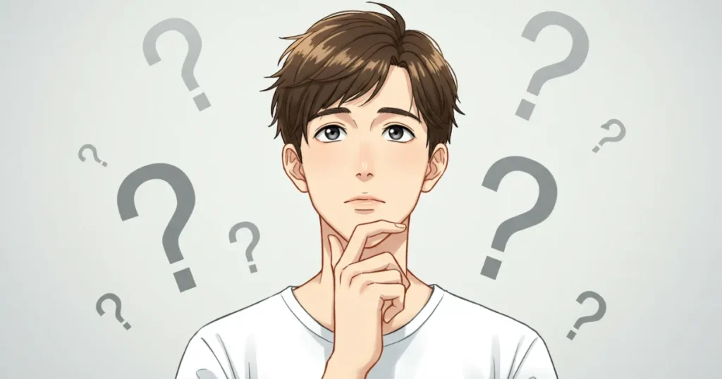 バイアグラに疑問を持っている男性のイラスト
