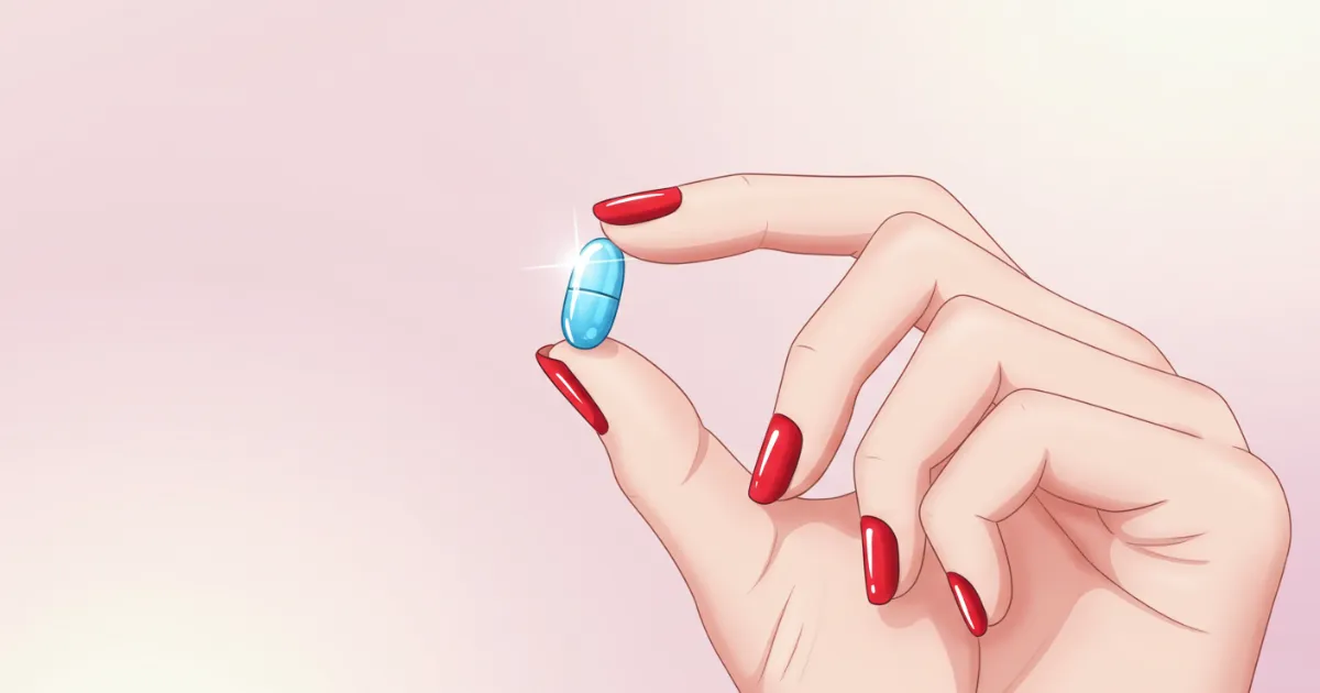 EDに効果が見込める薬を持っている手のイラスト
