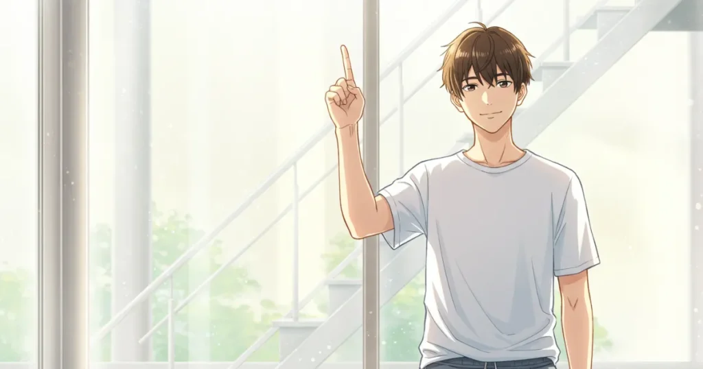 睡眠問題の解決策を思いついたEDの男性のイラスト