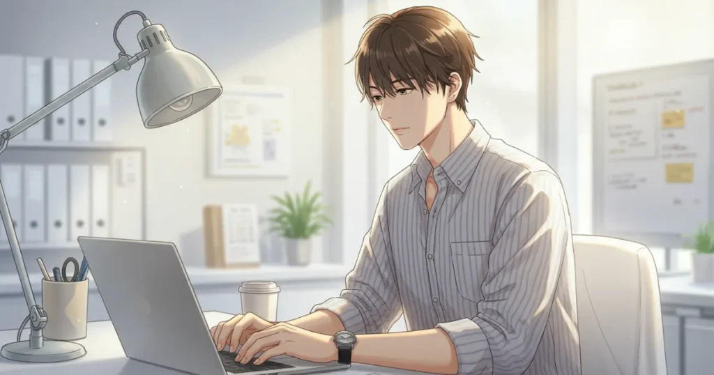 テストステロンの作用で前向きに仕事する男性