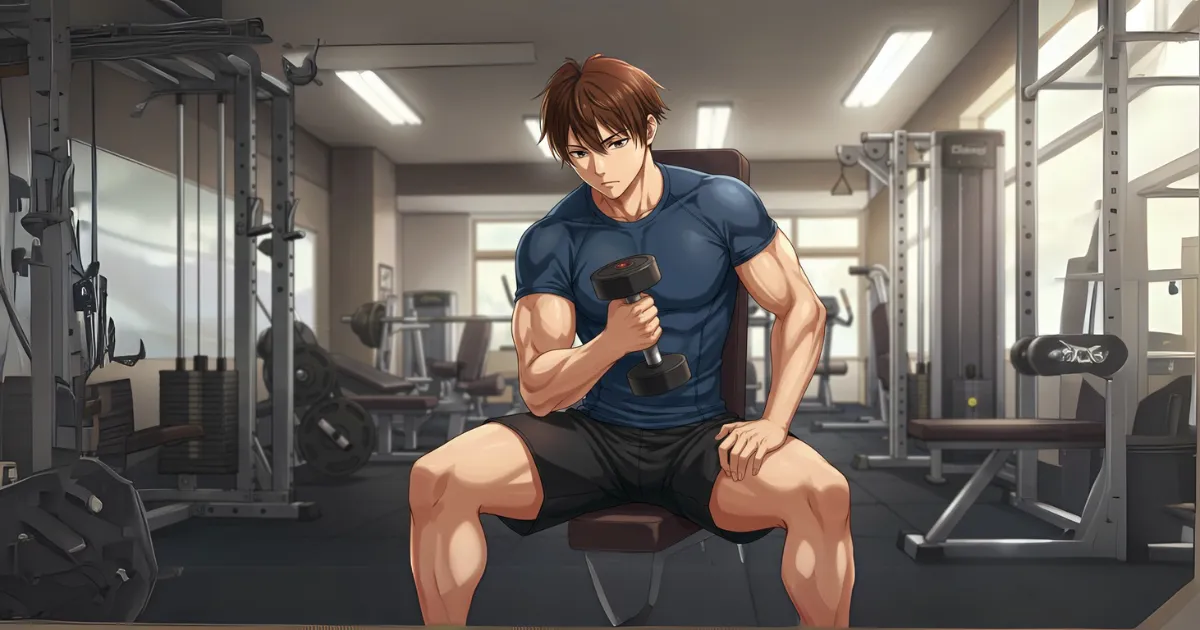ジムで運動をしているEDの男性のイラスト