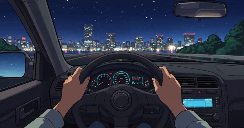 車を運転しているイラスト