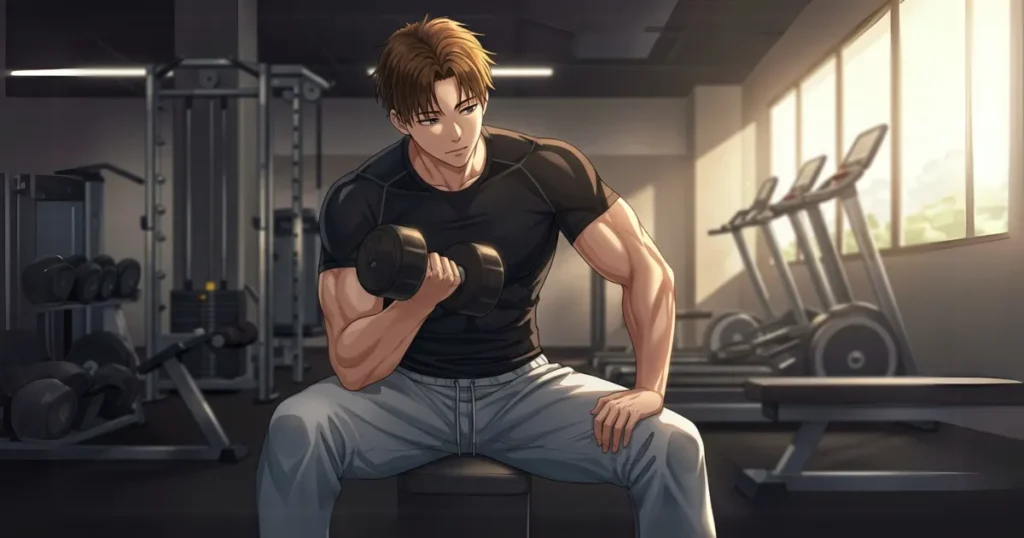 ジムで運動しているEDの男性のイラスト