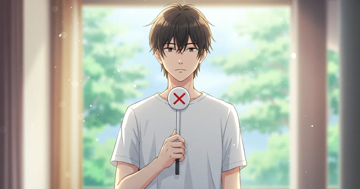 ✗棒をもつ男性のイラスト
