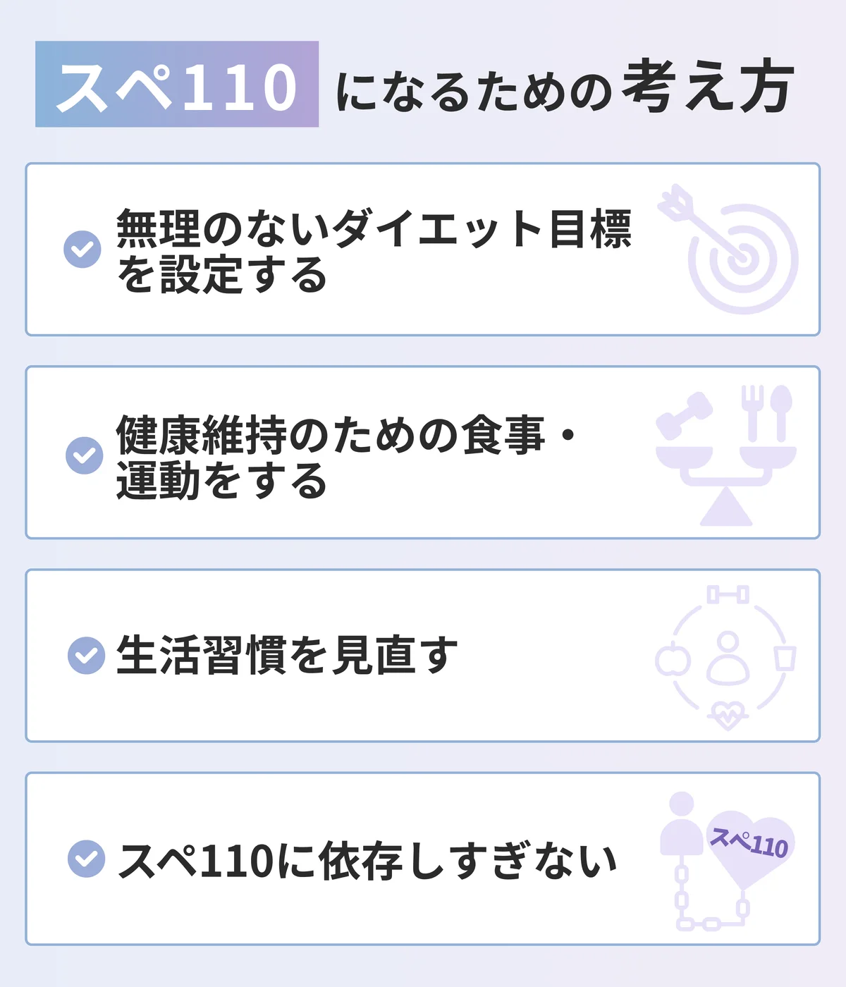 健康的にスペ110になるための考え方
