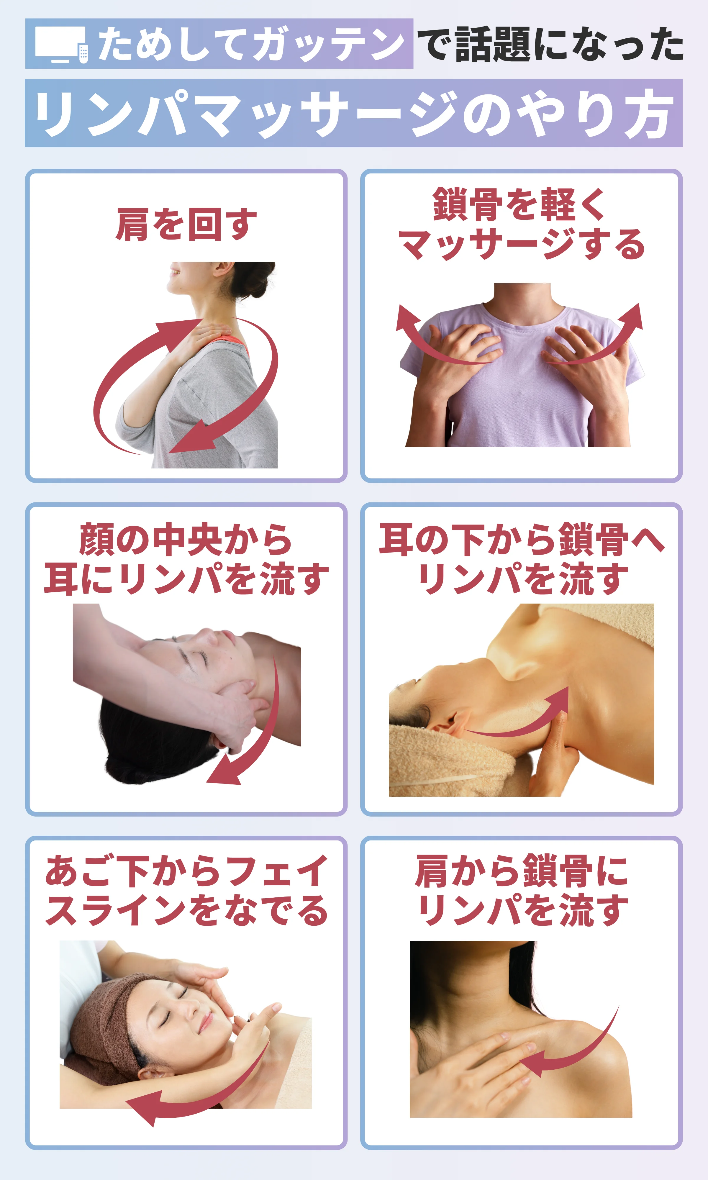 ためしてガッテンで話題になったリンパマッサージのやり方