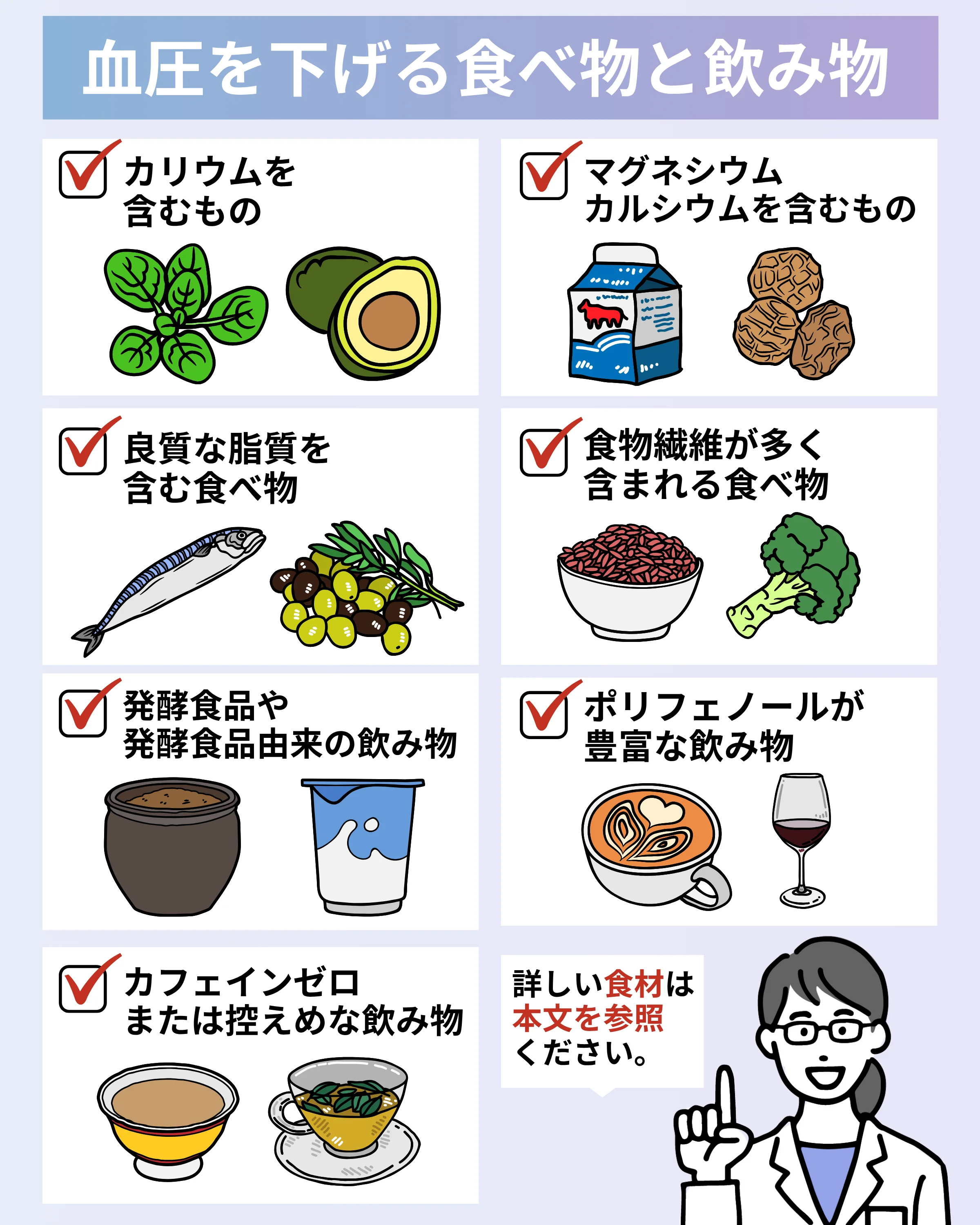 血圧を下げる食べ物と飲み物