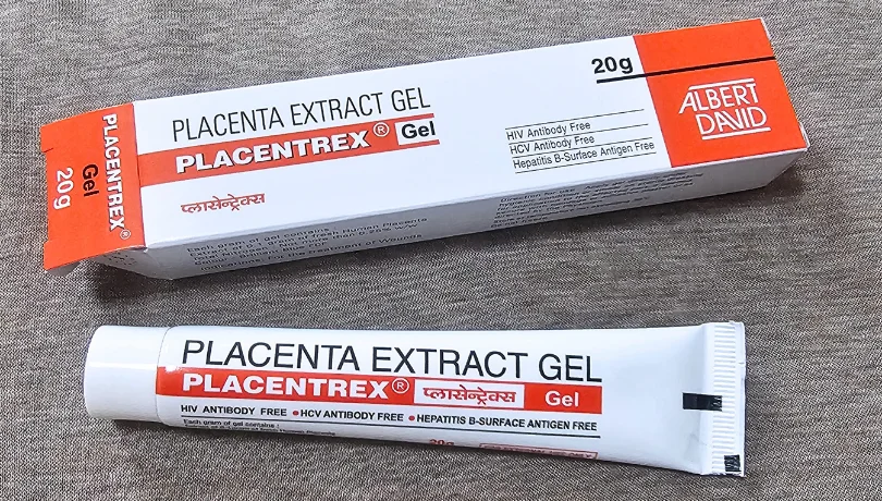 プラセントレックスジェル（PLACENTREX Gel / ヒトプラセンタジェル）の箱とチューブ