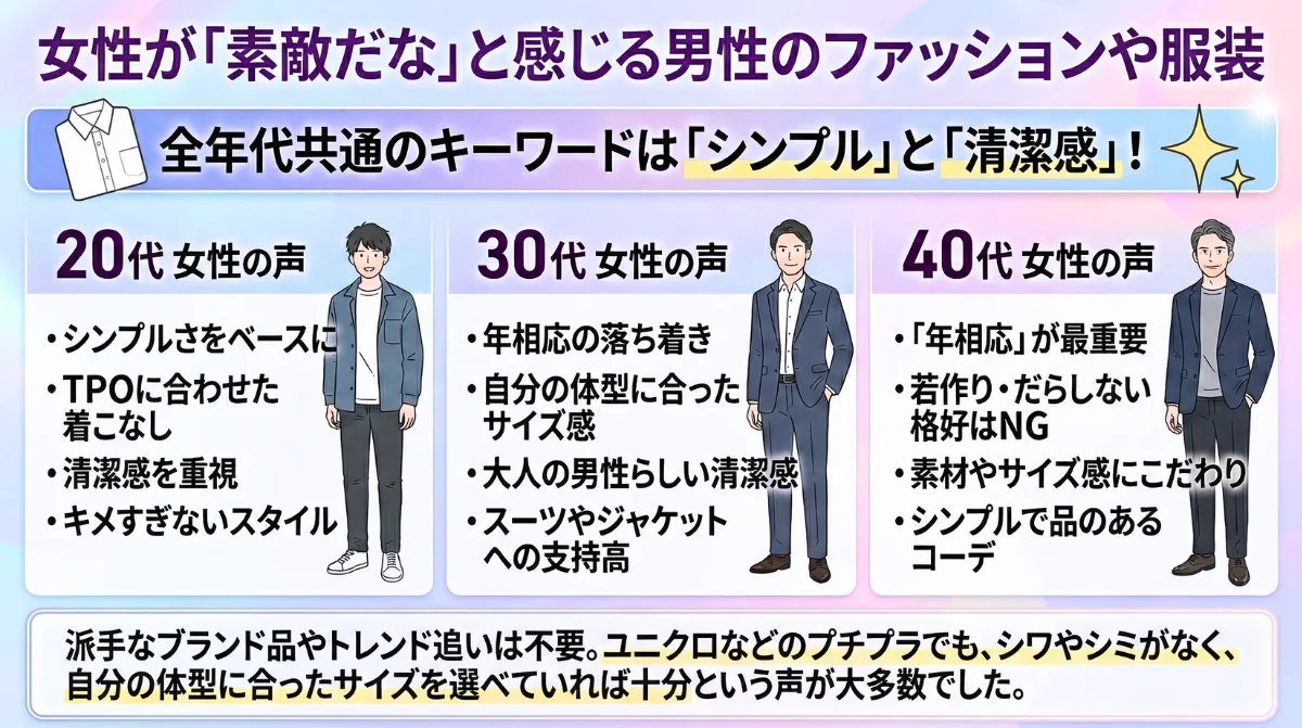女性が「素敵だな」と感じる男性のファッションや服装