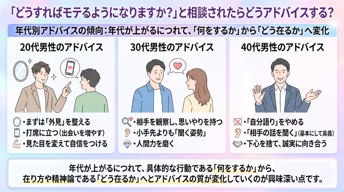 「どうすればモテるようになりますか?」と相談されたらどうアドバイスする?