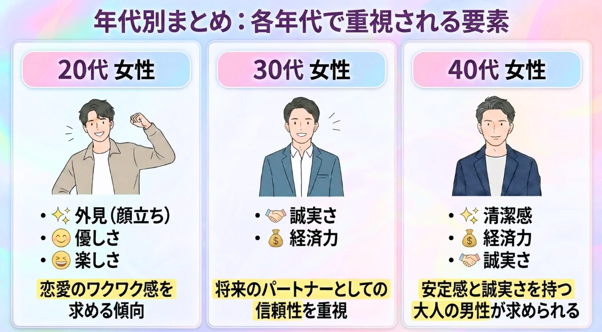 年代別まとめ:各年代で重視される要素