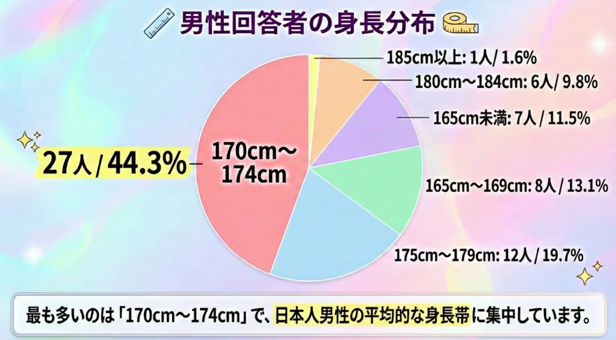 男性回答者の身長分布