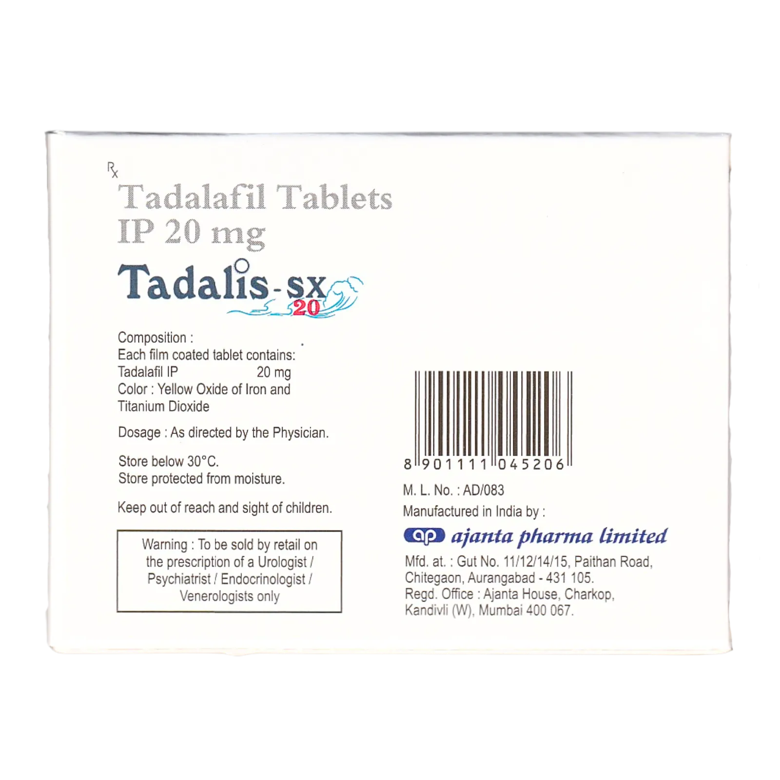 タダリスSX 20mg（4錠）
